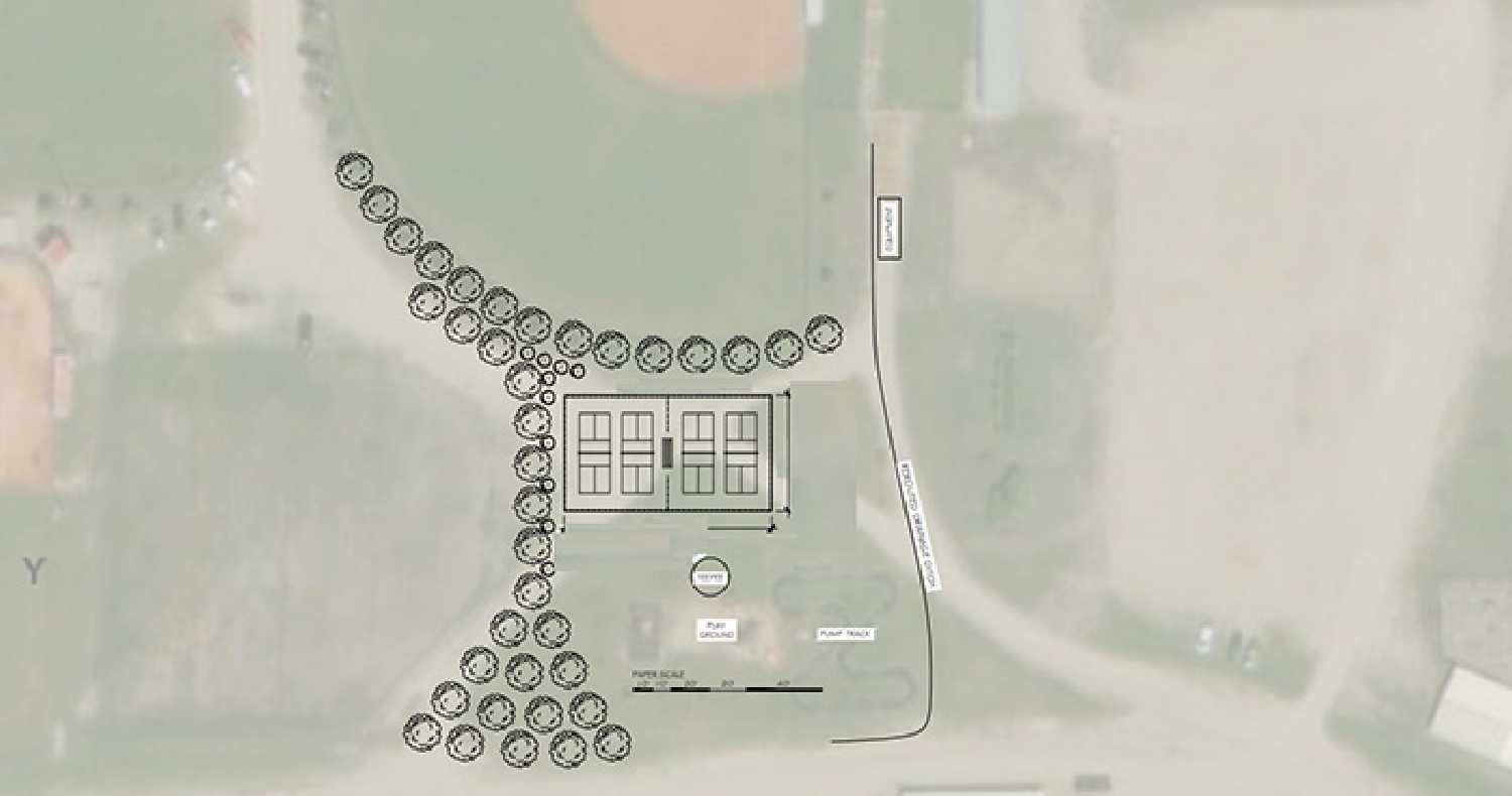 A schematic of the four pickleball courts at Bradley Park.